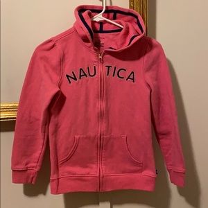 NAUTICA Pink ZIP Up Logo Hoodie Girls Size 12